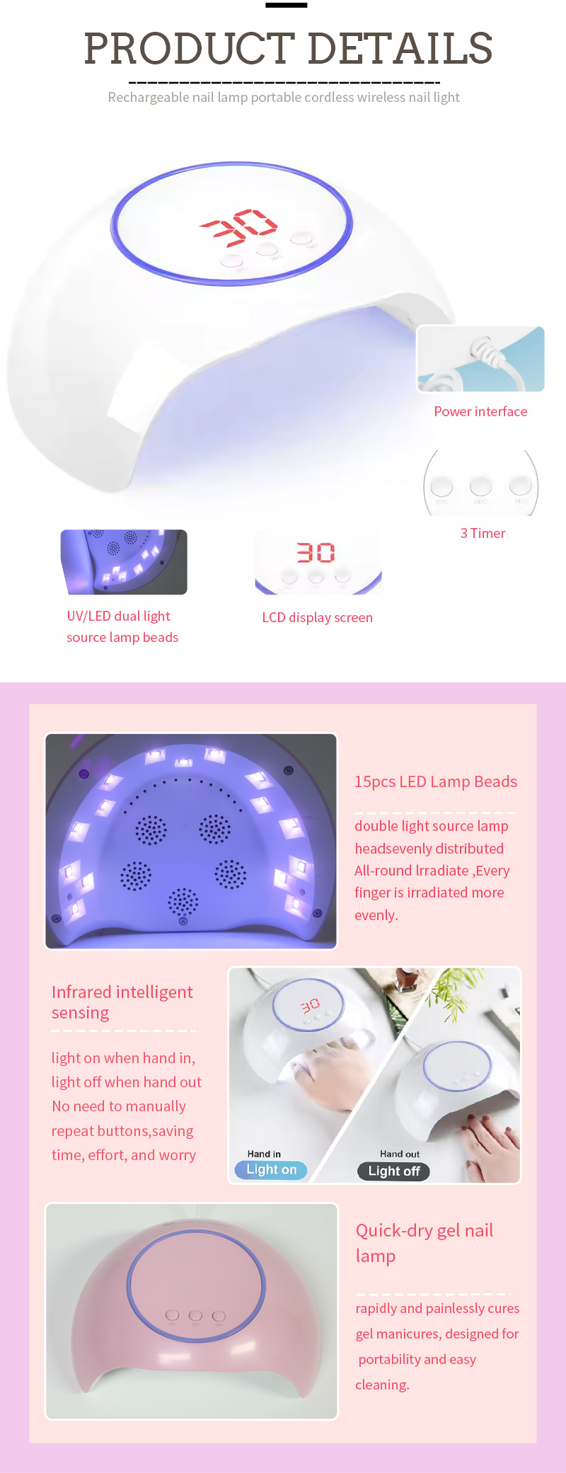 Smart Sensor Nail Lamp Hands-Free